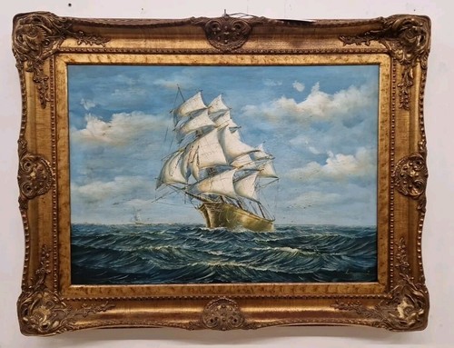Dipinto olio tela nave in - dipinto,