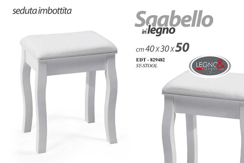 Sgabello legno classico bianco - sgabello,