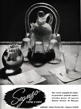 PUBBLICITA' 1942 SEGUSO VETRI D'ARTE MURANO SERVIZIO BAR VETRO CORROSO POLI F.