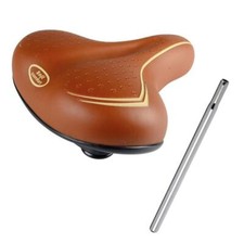 Sella Marrone Beige Per Bici City Bike Confort Comoda Unisex + Tubo Sella Cromat