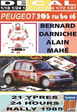 DECAL PEUGEOT 205 Turbo 16 B.DARNICHE YPRES 24 HOURS R. 1985 DnF (01)