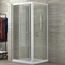 Cabina Doccia 2 Lati con Porta a Soffietto Cristallo Trasparente 90x70 cm