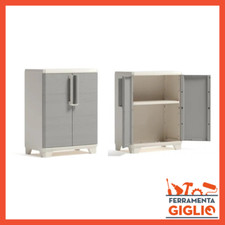 Armadio Armadietto per da Esterno in Resina Basso Antipioggia Balcone 2 Ante Woo