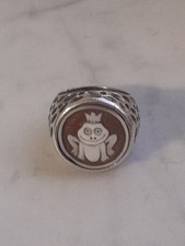   ANELLO  CAMMEO SARDONICO  ( Rana Regina )  Con ARGENTO. 925   REGOLABILE