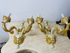 COPPIA DI APPLIQUE STILE CONTEMPORANEO PANNA E ORO