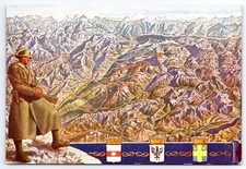 Cartolina d'epoca militare italiana Alpi mappa guerra con carabinieri soldato Bolzano