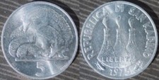 SAN MARINO  # 5 lire 1975