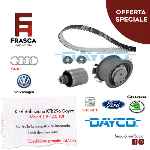 Kit distribuzione dayco ktb296 - distribuzione,