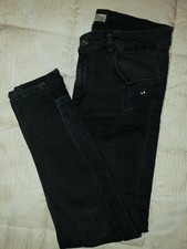 Zara ankle Jeans Nero Cotone Elasticizzato Tg.32(IT46)piercing tasche vita alta