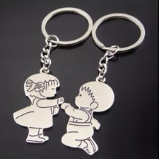 2x Portachiavi Simpatici Bimbi Doppio Regalo Fidanzati Amore Coppia Innamorati
