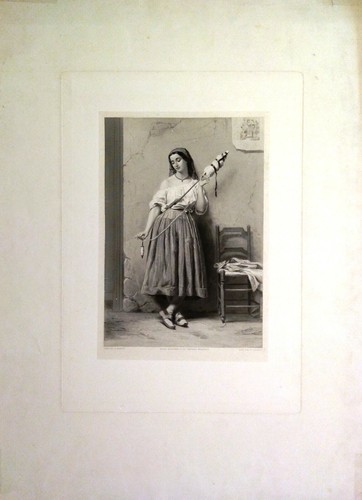 Stampa antica grande - , ragazza