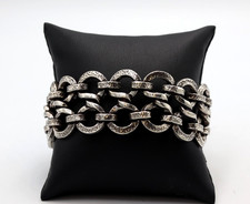 Bracciale schiava vintage anni '80 in argento martellato 925 Made in Italy donna