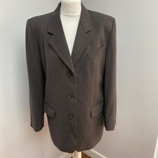 Giacca blazer Margaret Howell taglia 14 grigio marrone made in UK vintage 100% lana