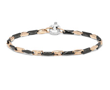 BARAKA Bracciale uomo in oro rosa 18 kt ceramica nera BR29322 bracelet  20 cm