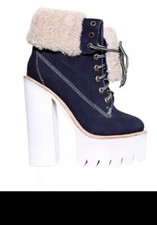 stivali jeffrey campbell, nabuk navy, platform taglia 5/38
