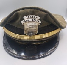 Raro berretto autista autobus linee pullman giallo vintage circa 1940