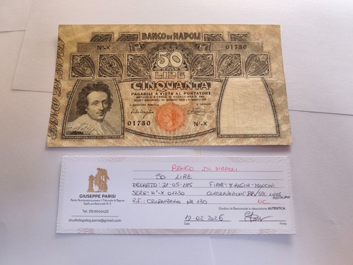 Banco napoli lire rosa - napoli, 50