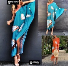 Vestito Caftano Copricostume Donna Monospalla Woman Kaftan Maxi Dress COV0215