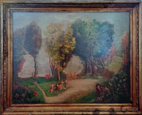 Quadro antico scena bucolica - quadro,