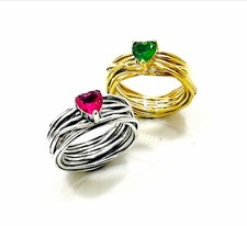 ANELLO DONNA A FILO INTRECCIATO DELLA VITA CON CUORE  IN ARGENTO 925 A FASCIA 