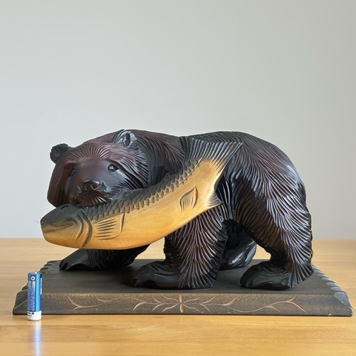 Scultura intaglio legno orso