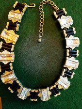 SPETTACOLARE COLLANA ART DECO CRISTALLI NERI E TRASPARENTI DI KENNETH JAY LANE