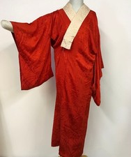 Kimono giapponese antico indumento intimo lungo con nastro corona mezzo colle...