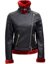 Giacca asimmetrica in pelle di pecora multicolore da donna | Regolabile