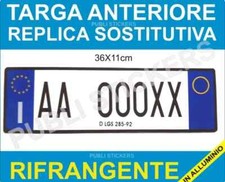 TARGA AUTO REPLICA SOSTITUTIVA  ANTERIORE IN ALLUMINIO ART. 102  D.LGS 285/92
