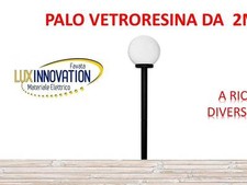 LAMPIONE LAMPADA DA ESTERNO LAMPIONCINO COMPLETO CON PALO 2 METRI E SFERA OPACA 