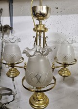 Lampadario ottone vetro - e,
