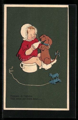 Cartolina artista bambino fa - bambino,