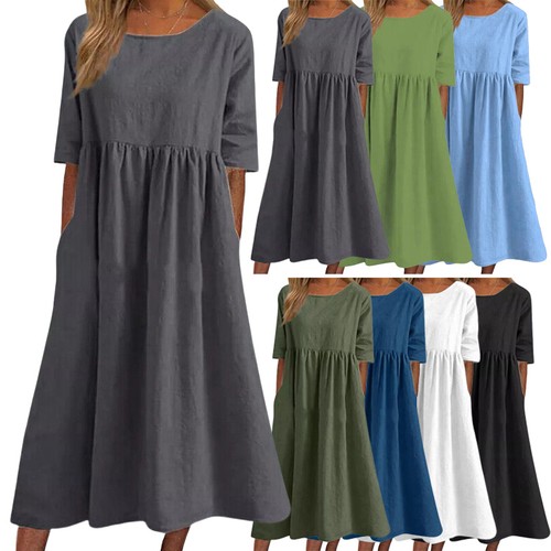Donna manica corta abito midi - manica,