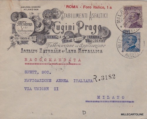 Milano busta intestata - milano:,
