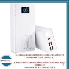 Power Bank 50000mAh Bianco 22.5W Ricarica Rapida 5 Uscite 3 Ingressi