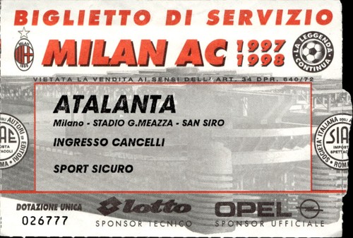 Biglietto stadio milan - milan, vs