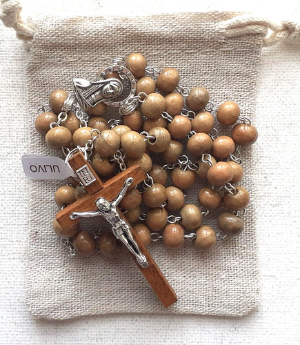 Olive wood rosary round - wood,
