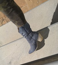 Stivali Cowboy Pelle Vera Western Celesti Jeans Pelle Tacco 7 Cm  M 38 Blu Donna