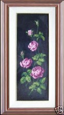 quadro punto croce mazzo rose verticale 39x66 cornice 