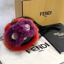 Borsa FENDI Charm Monster portachiavi cinturino pelle rosso con scatola auten...
