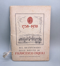 LIBRO ANTICO FRANCESCO DRIOLI BICENTENARIO 1738 1938 MARASCHINO DI ZARA LIQUORE
