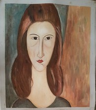 DIPINTO A MANO - MODIGLIANI - OLIO SU TELA - QUADRO FALSO D'AUTORE CM 50X60..