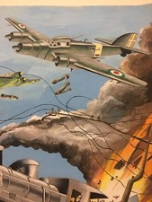 SAVOIA MARCHETTI SM 79 dipinto tempera su carta Vintage copertina