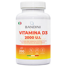Bandini® Vitamina D3 200 compresse - 2000 UI (Scorta 6 mesi) - Alto Dosaggio