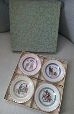 Vintage set 4 Piattini sposi bomboniere fidanzatini ceramica Japan