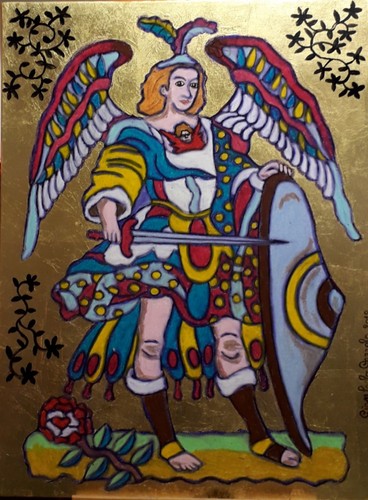 Quadro olio angelo con - quadro, a