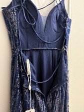 Abito da sera da cerimonia Lungo Blu Notte Ritiro A Mano Su Roma