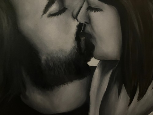 Dipinto olio tela bacio - su,
