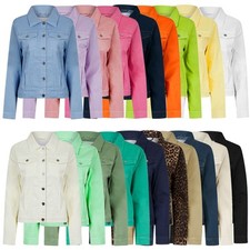 Giacca donna denim leggera cotone elasticizzato estivo colore brillante cappotto pastello