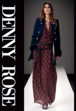 DENNY ROSE CABAN giaccone cappotto art. 6755 BLU spille e pelliccia tg. L